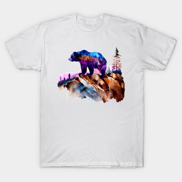 Grizzly Bear Design T-Shirt by Kingdom Arts and Designs